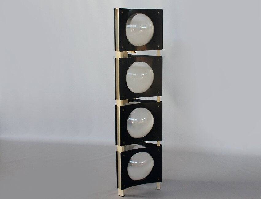 Lampadaire Vintage en Métal Bleu et Blanc, Italie