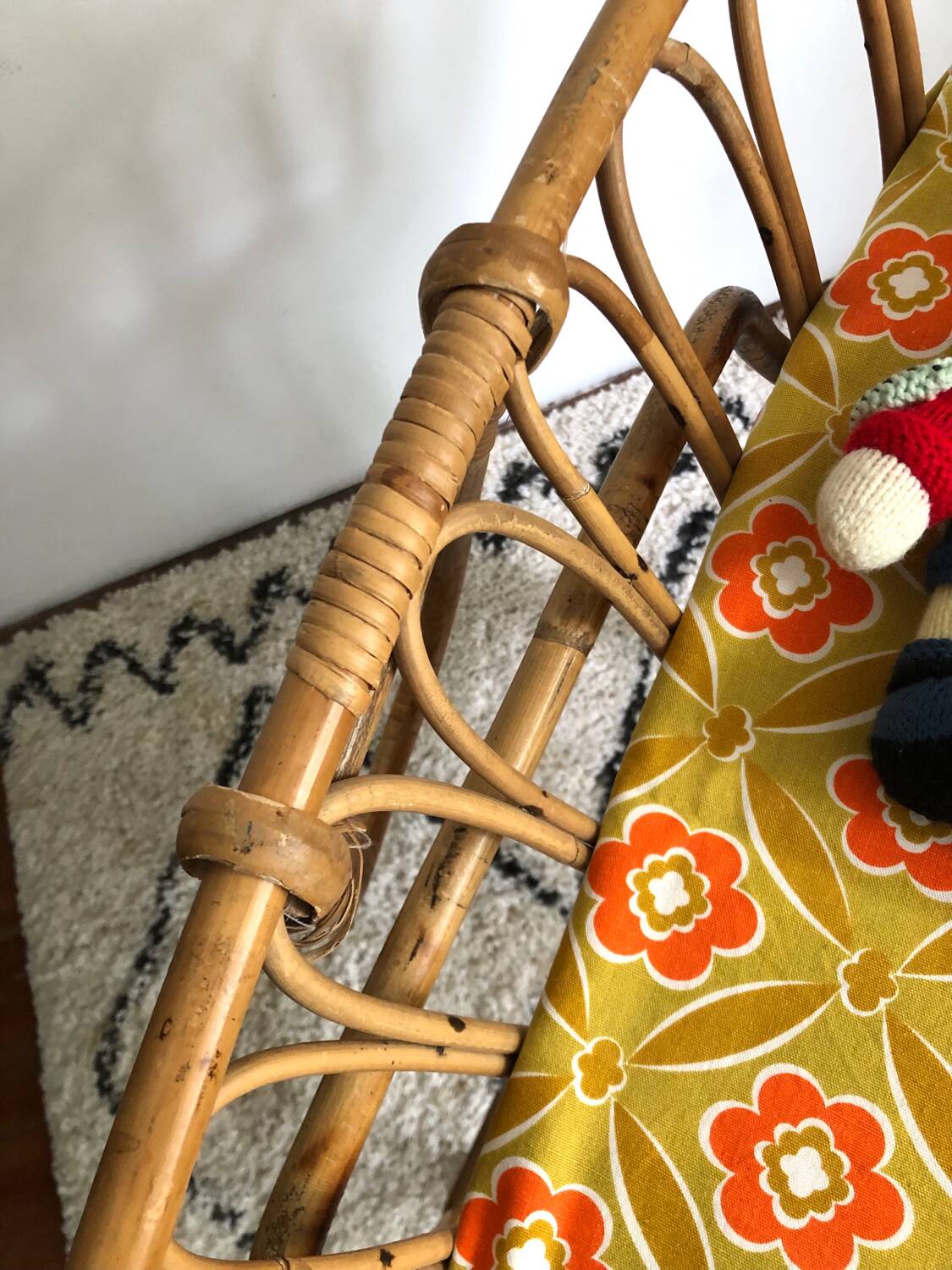 Vintage rattan cradle