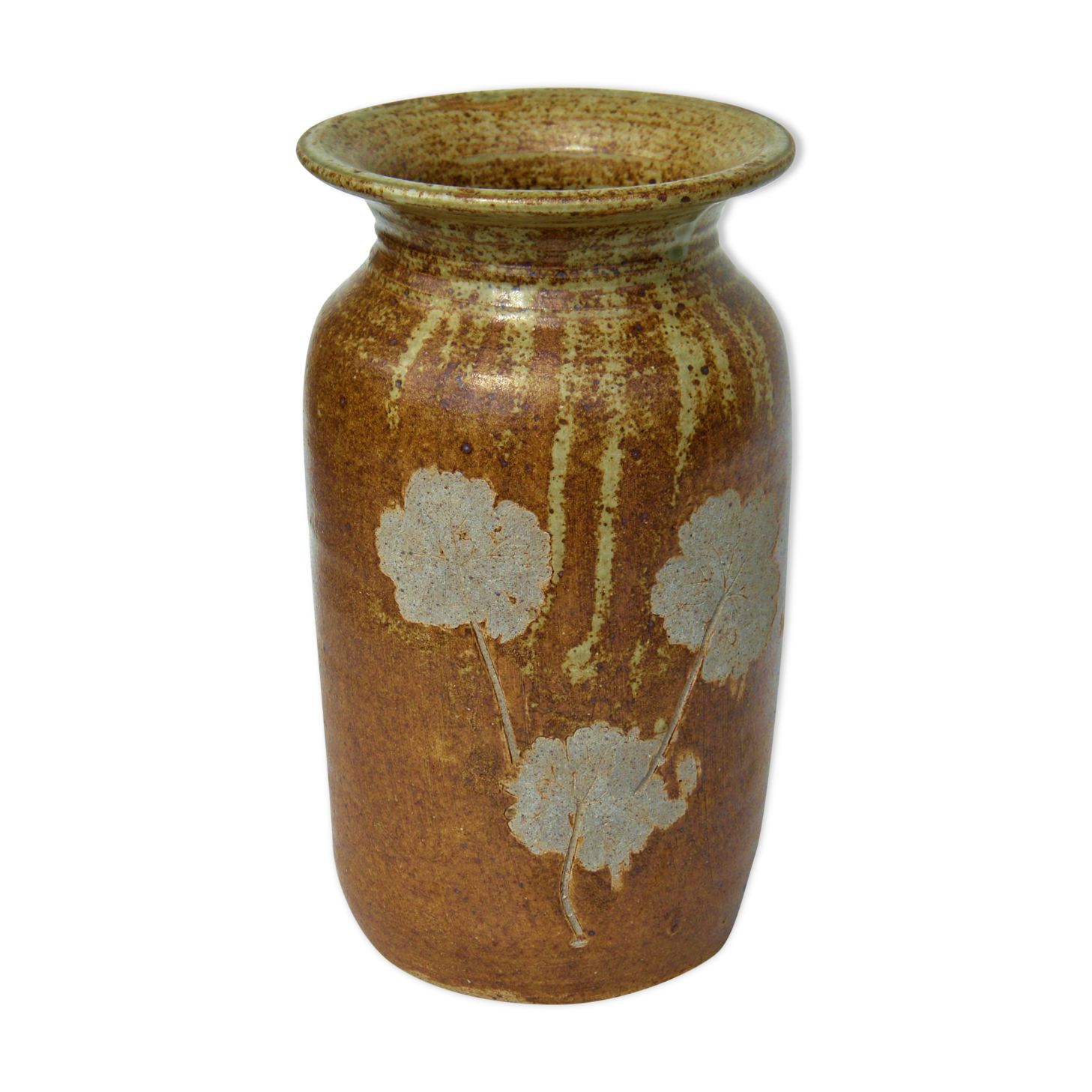 Enamelled sandstone vase 21 cm
