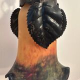 Lampe à poser Art deco en fer forgé et pâte de verre