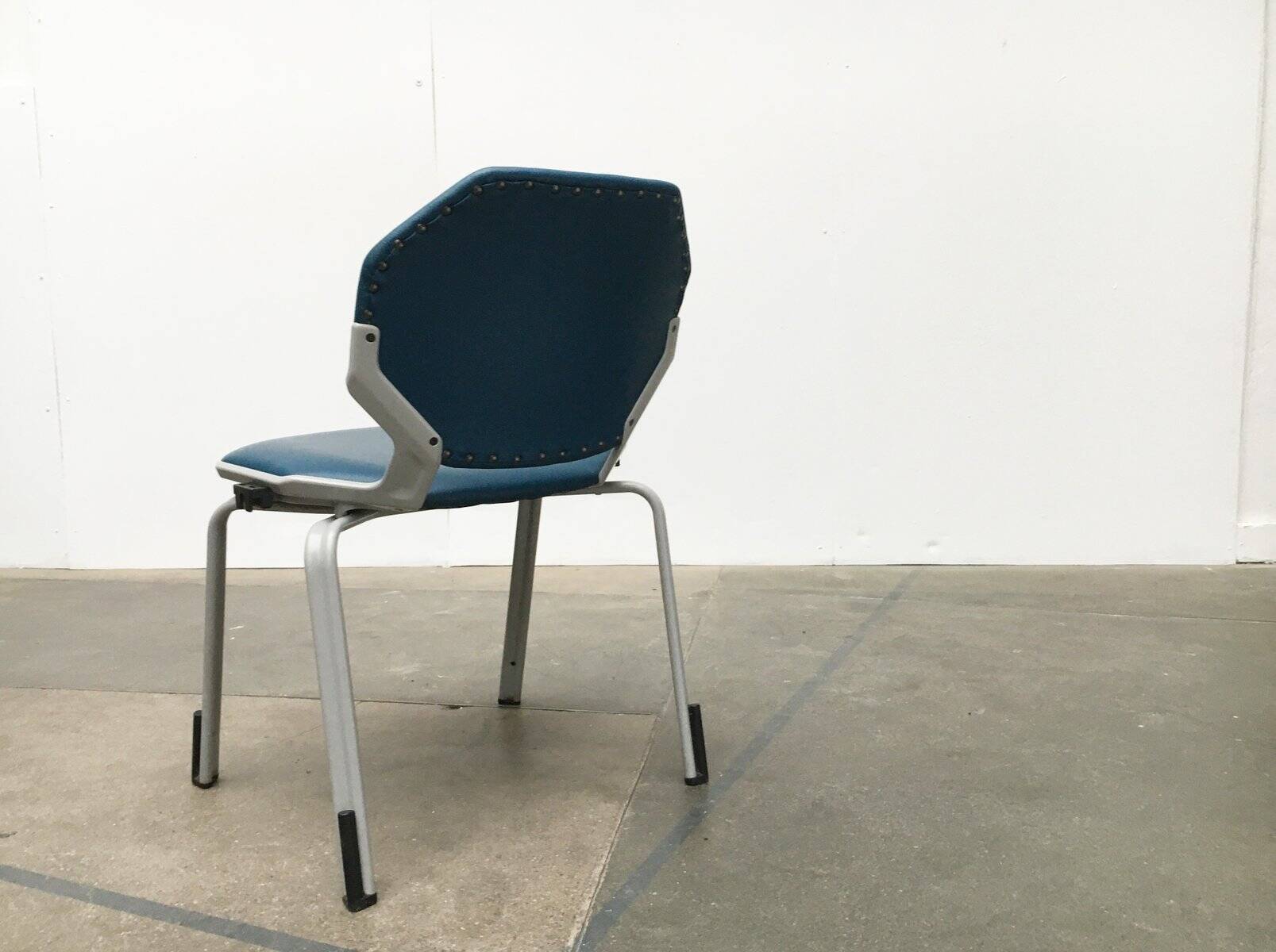 Stackable vintage leather dining chairs from the German space age by Fröscher, 1970s, set of 2.