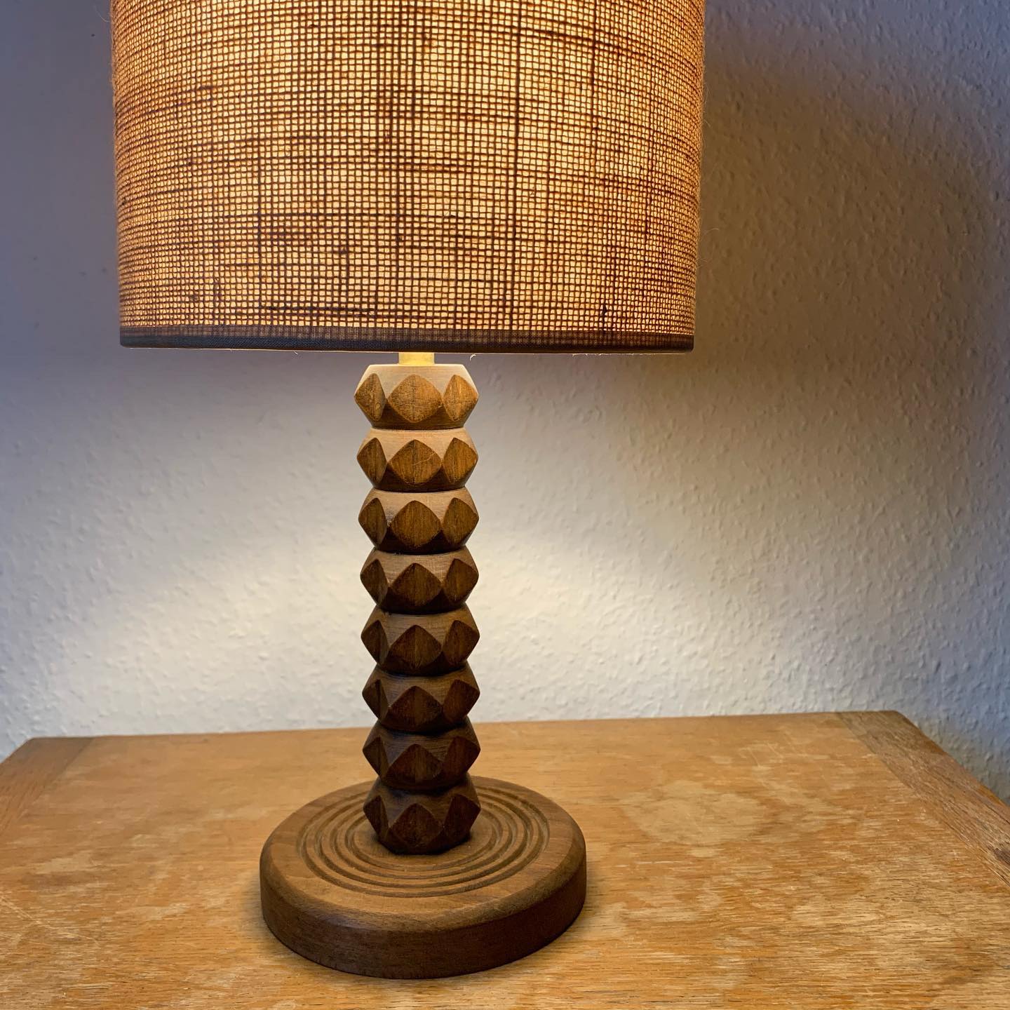 Wooden table lamp, France 1940s
