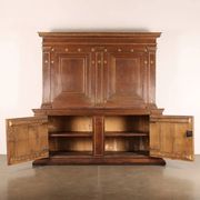 Antique walnut sideboard with shelf, Italy, 17th century