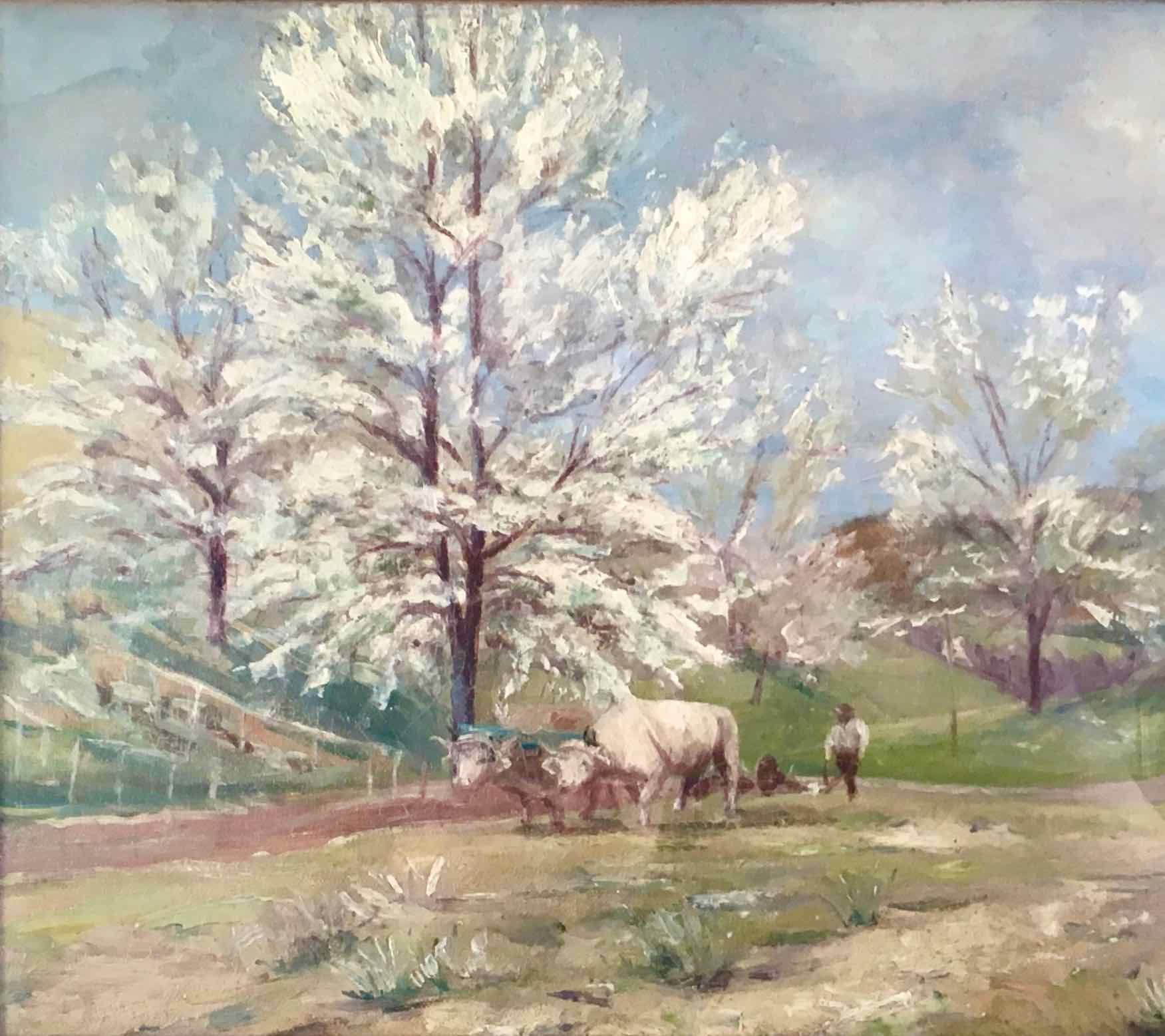 Oil painting on canvas cherry blossoms