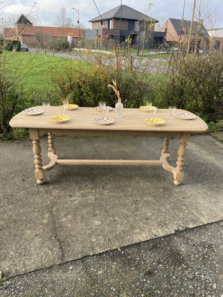 Raw wood farmhouse table