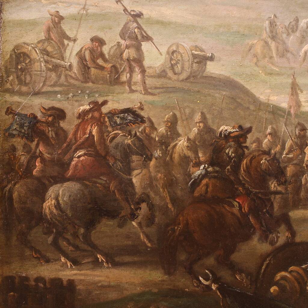 Great 18th-century Italian painting, battle between Christians and Ottomans