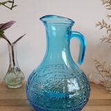 Blue molded glass decanter