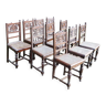 Lot de 10 anciennes chaises en bois & cannage style Henri II