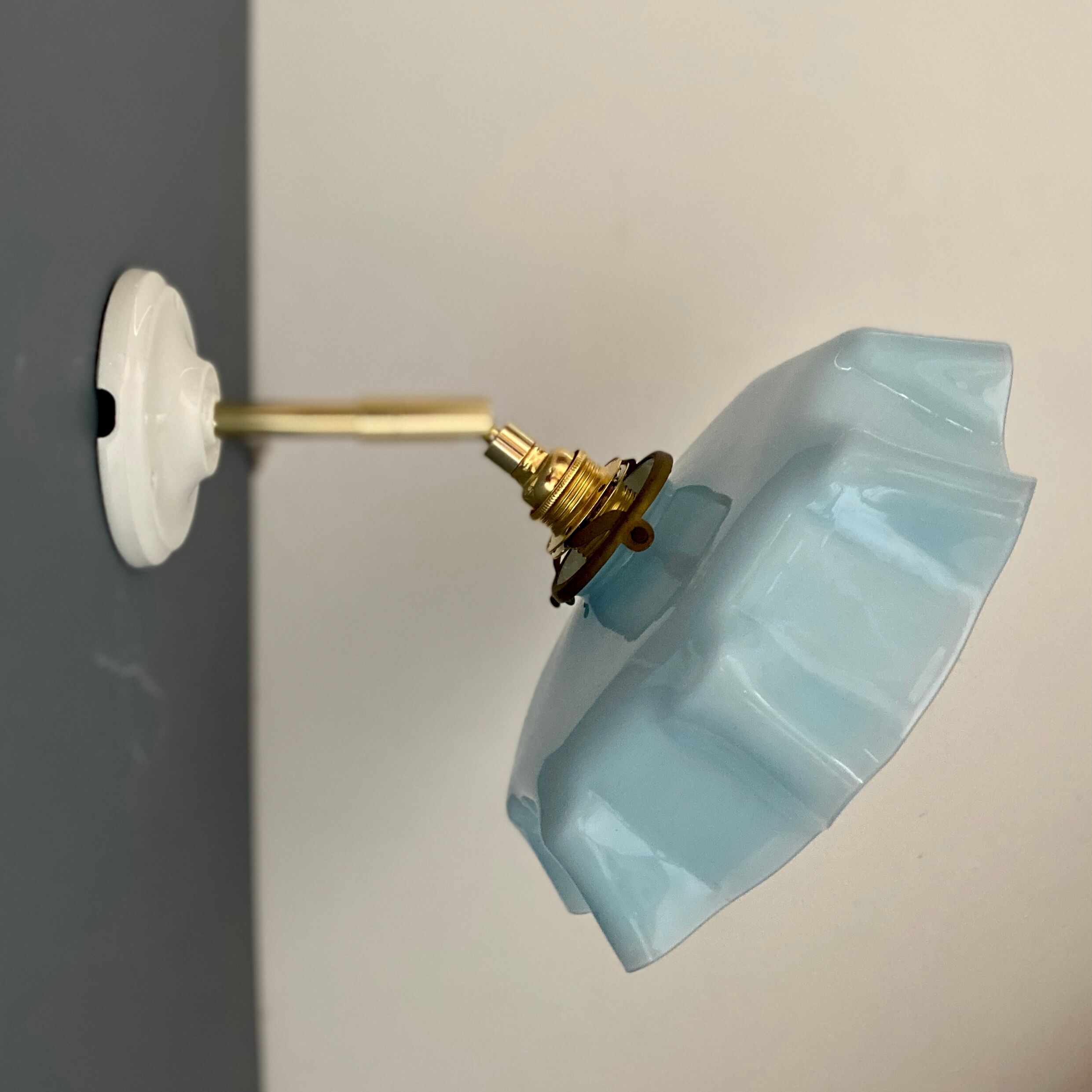 Vintage lampshade in sky blue opaline