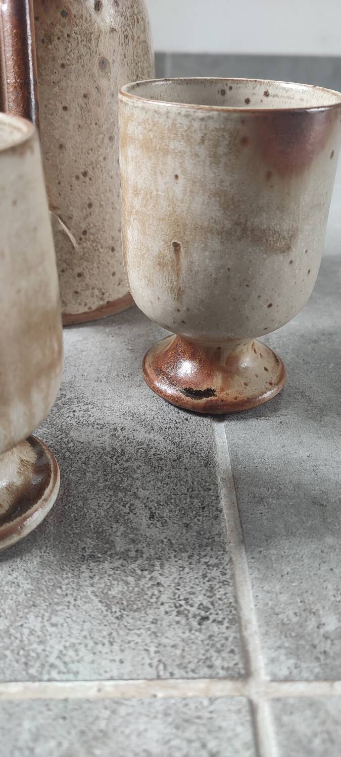 Service trio in pyrite stone Puisaye Jean-Pierre Prud'homme.