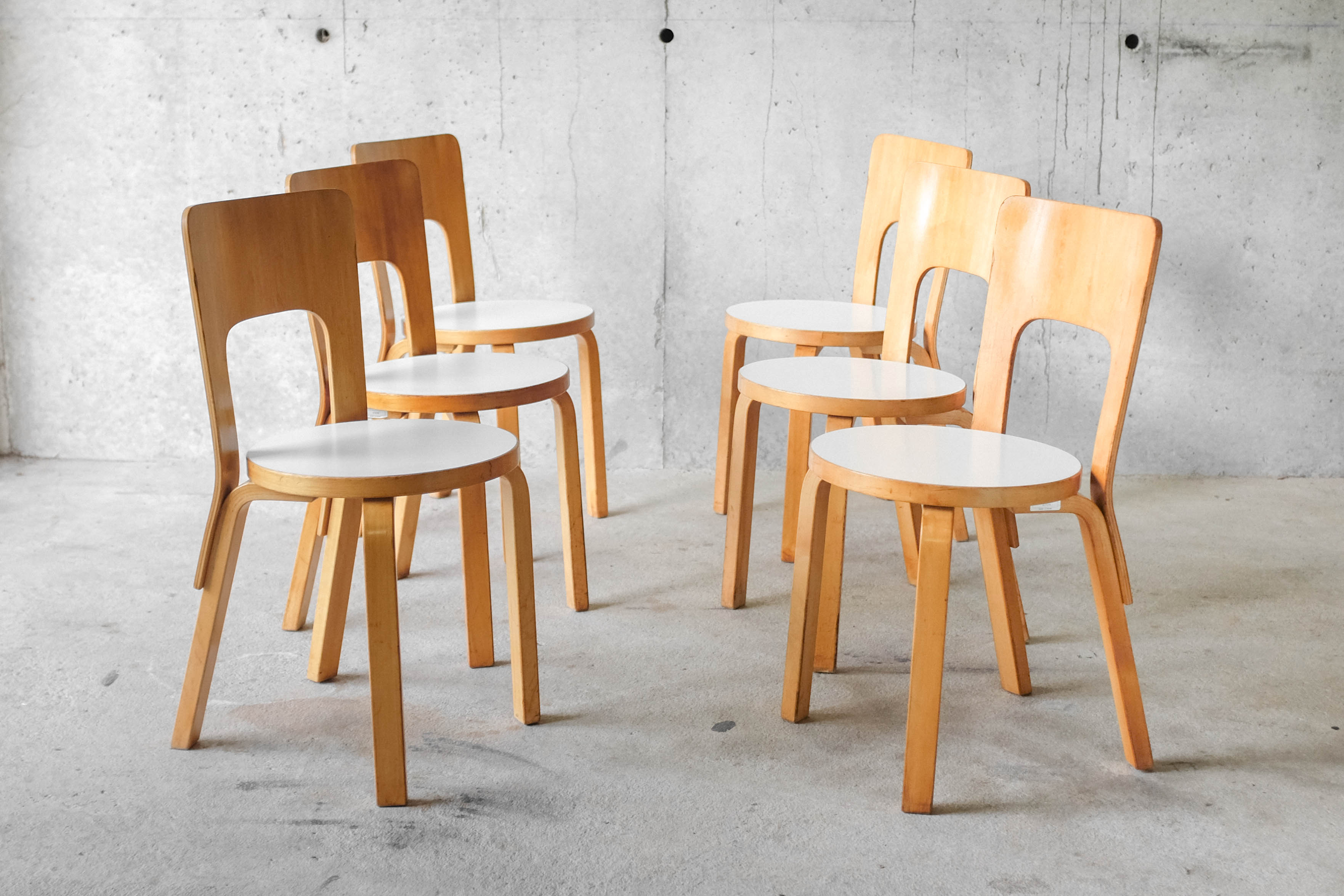 Set of 6 chairs model 66 by Alvar Aalto for Artek