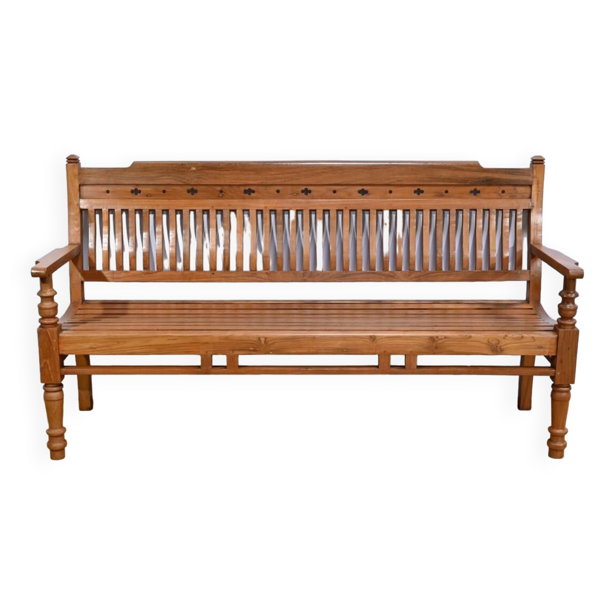 Antique colonial teak veranda bench – mid-20th century