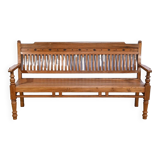 Old colonial varangue bench in teak – mid 20th century
