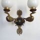 Pair Of Lucien Gau Style Double Swan Wall Lights With Opaque Glass Shades