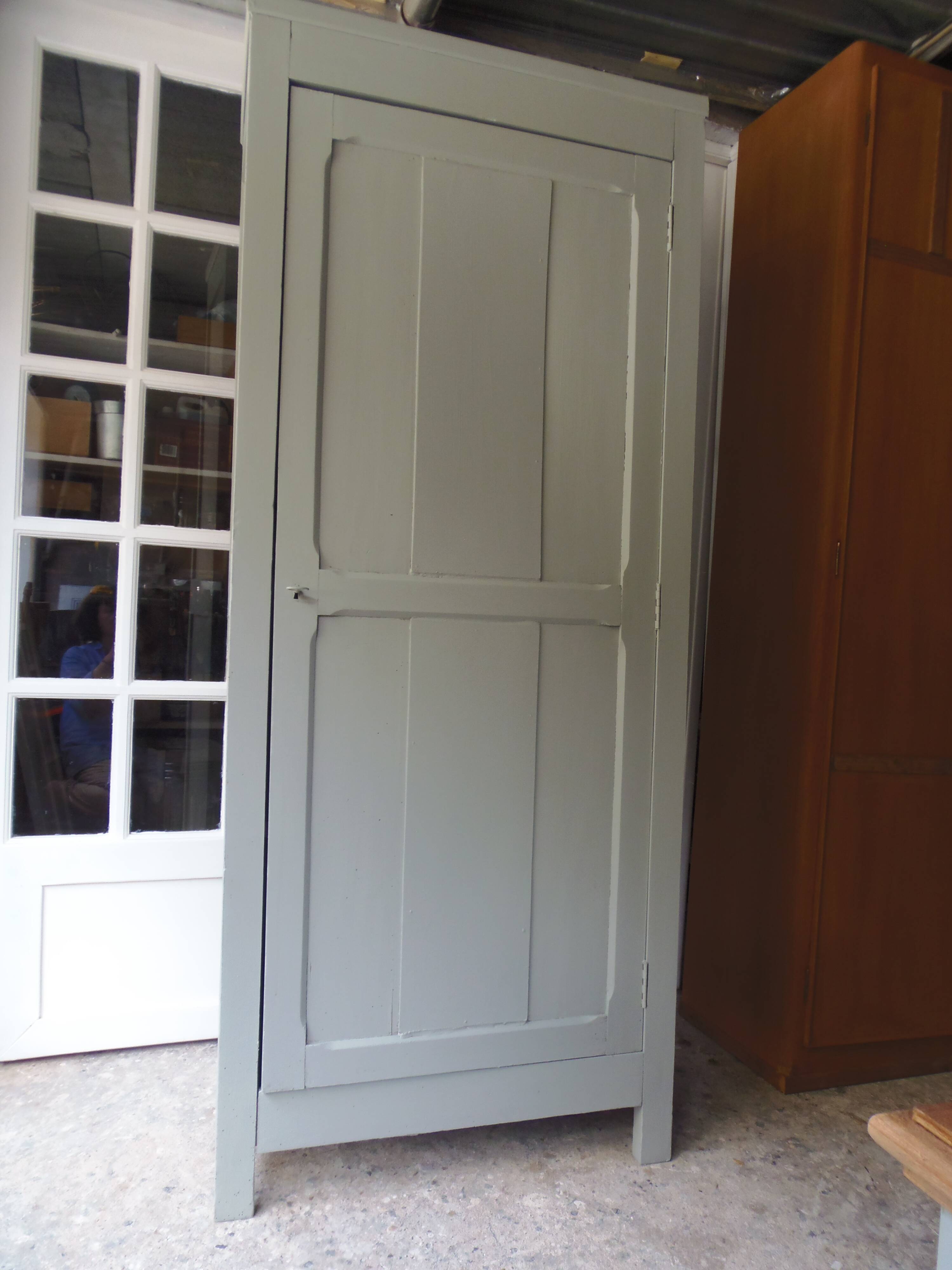 Vintage Parisian wardrobe with 1 vintage door re-enchanted in verdigris