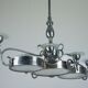 Art Deco Italian Chandelier in Nickel Brass and Frosted Glass, 1930s
