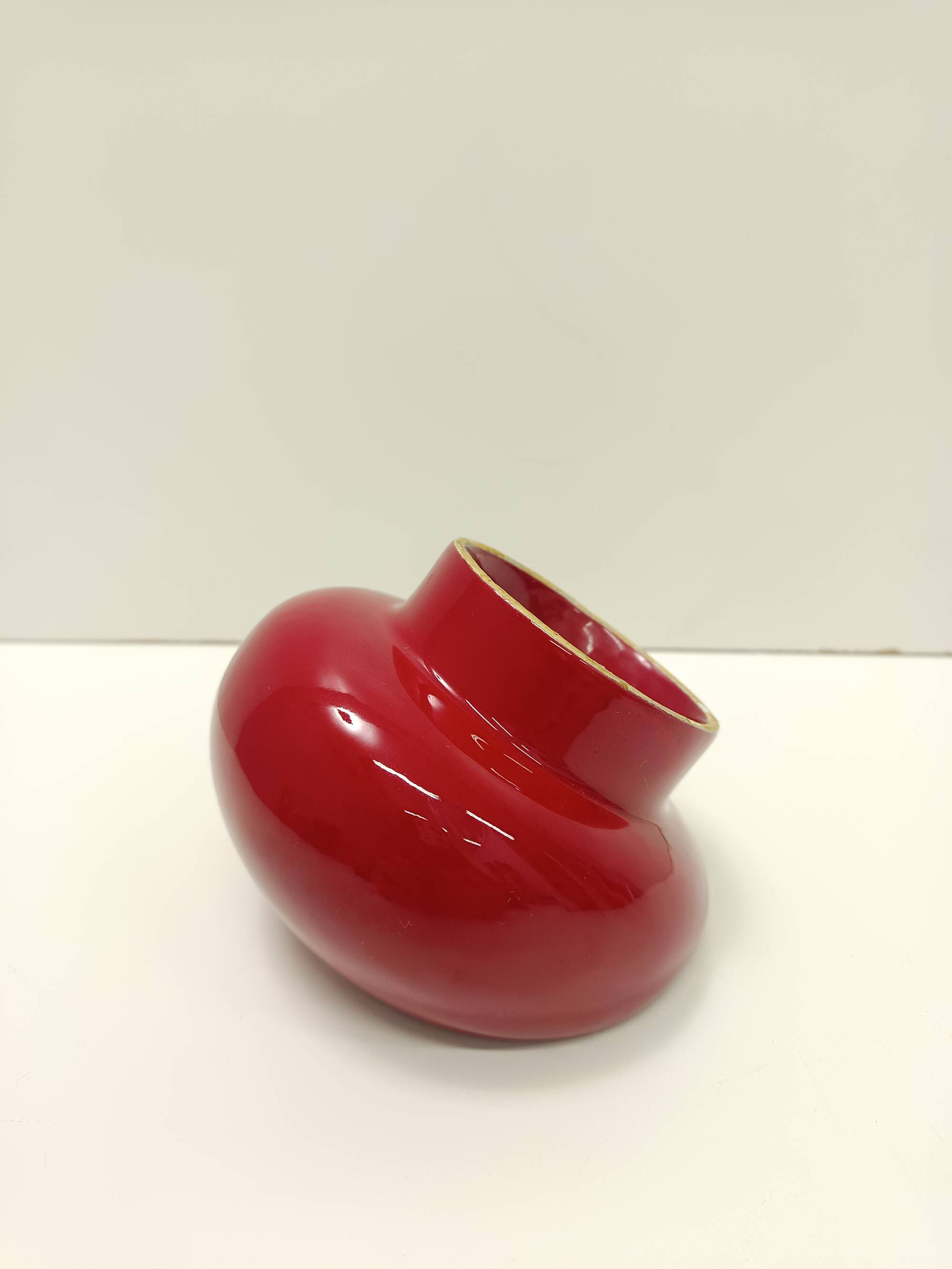 Vintage Spheric Red Glazed Ceramic Ashtray by Gabbianelli, Italy