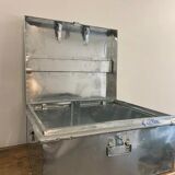 Metal box with lock for padlock