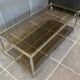 Table basse double plateau verre chrome style Bauhaus vintage 1970