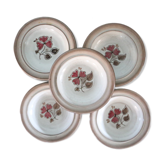 Set of 5 Niderviller hollow plates, made of sandstone