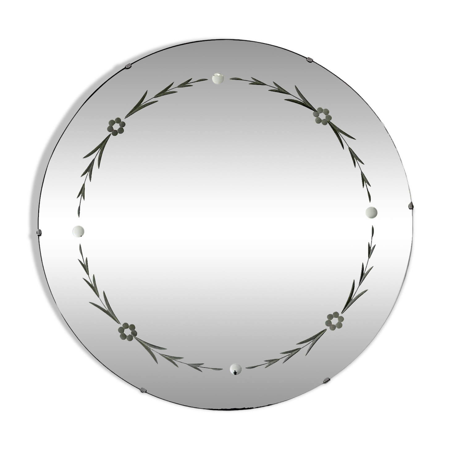Miroir rond vintage sans cadre avec biseau