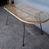 Vintage rattan and metal design coffee table