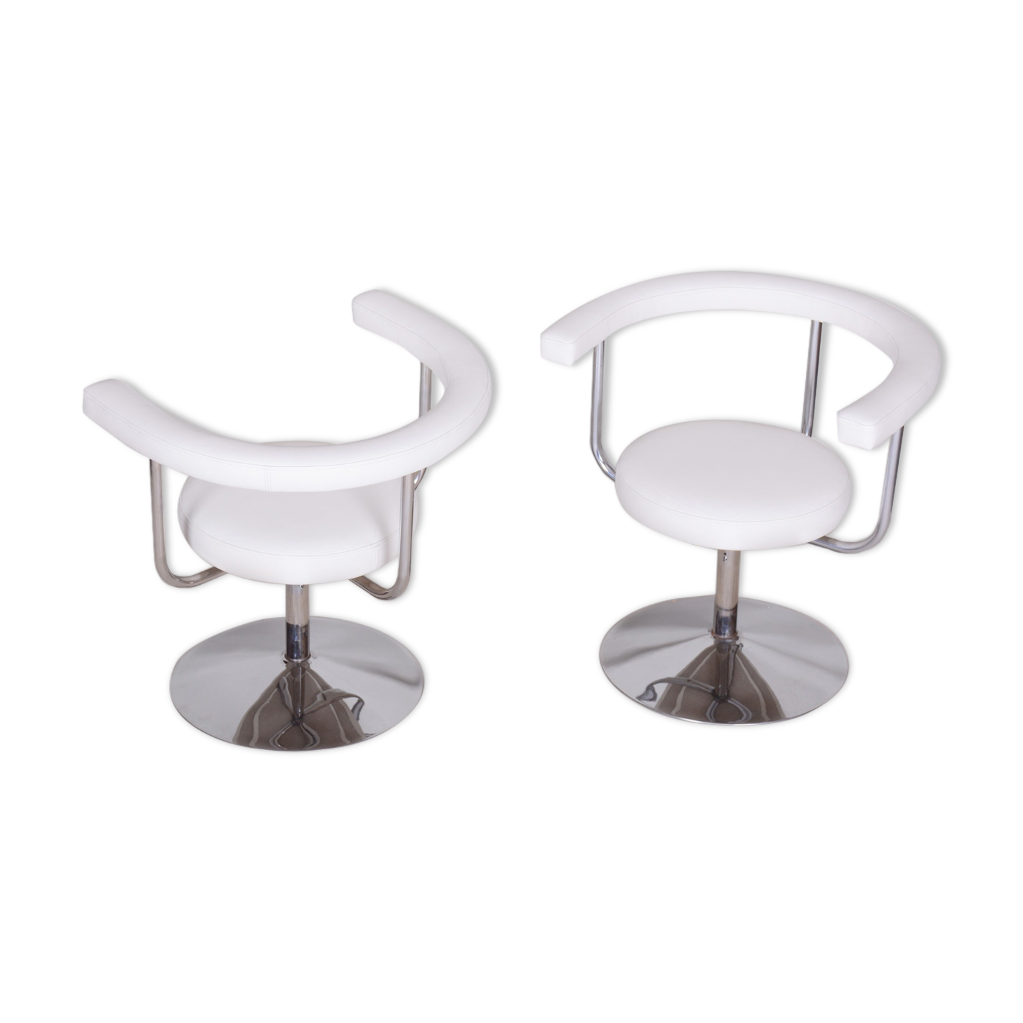 Pair of white swivel chairs - 1940s czechia