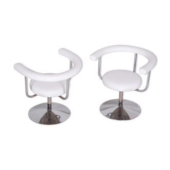 Pair of white swivel chairs - 1940s czechia