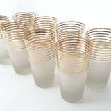 MIRROR PLATTER & ITS 8 VINTAGE 1950 ORANGEADE GLASSES ROCKABILLY 50S 50'S