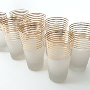 MIRROR PLATTER & ITS 8 VINTAGE 1950 ORANGEADE GLASSES ROCKABILLY 50S 50'S