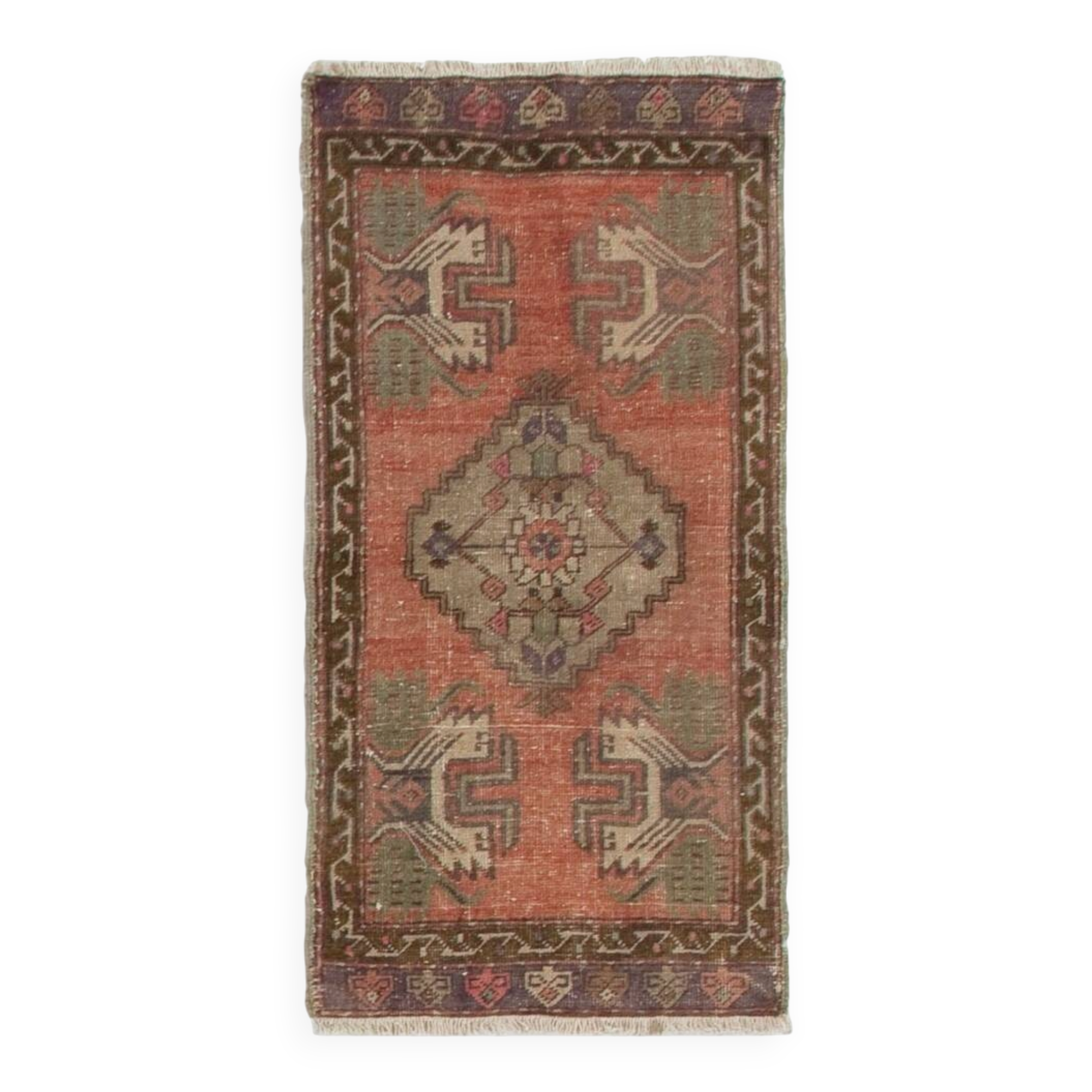 Vintage Small Rug. Turkish Seat Cover. Hand-knotted Door Mat. Entryway Rug. Kitchen Mat