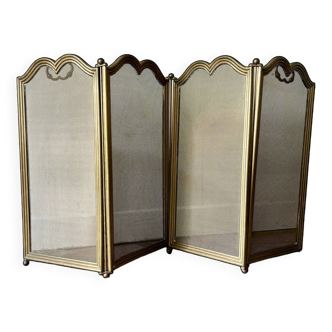 4-leaf fireplace screen in gold metal