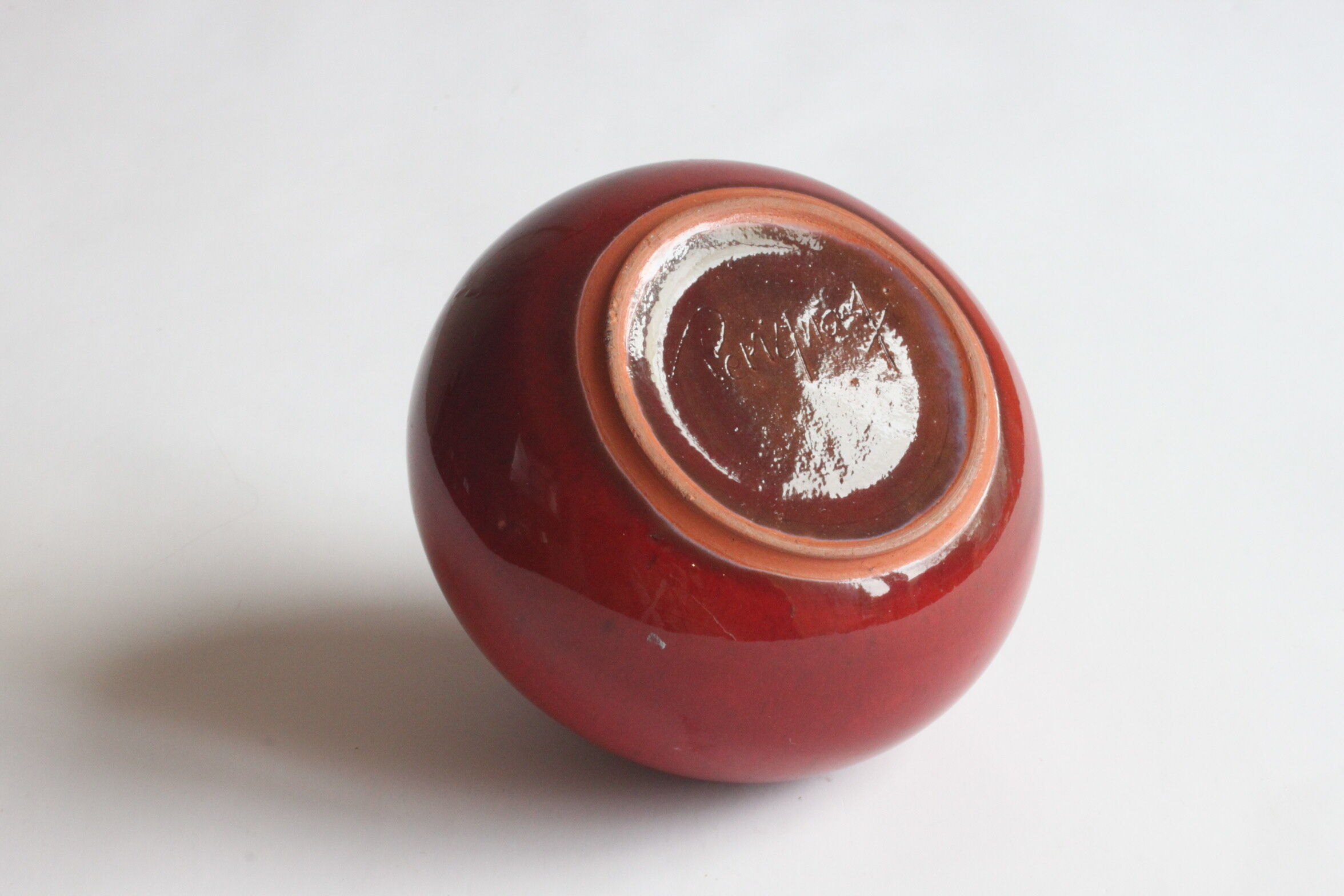 Red fig vase by Rogier Vandeweghe for Perignem, Belgium 1963.