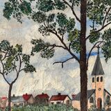 Countryside scene with horses, signed