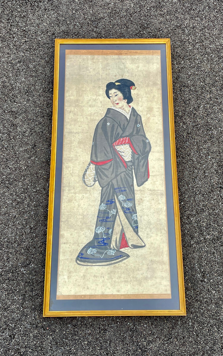Old framed geisha Japanese print