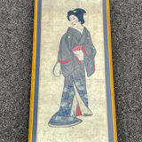 Old framed geisha Japanese print