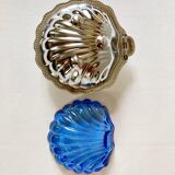 Silver metal shell butter dish, 1950s