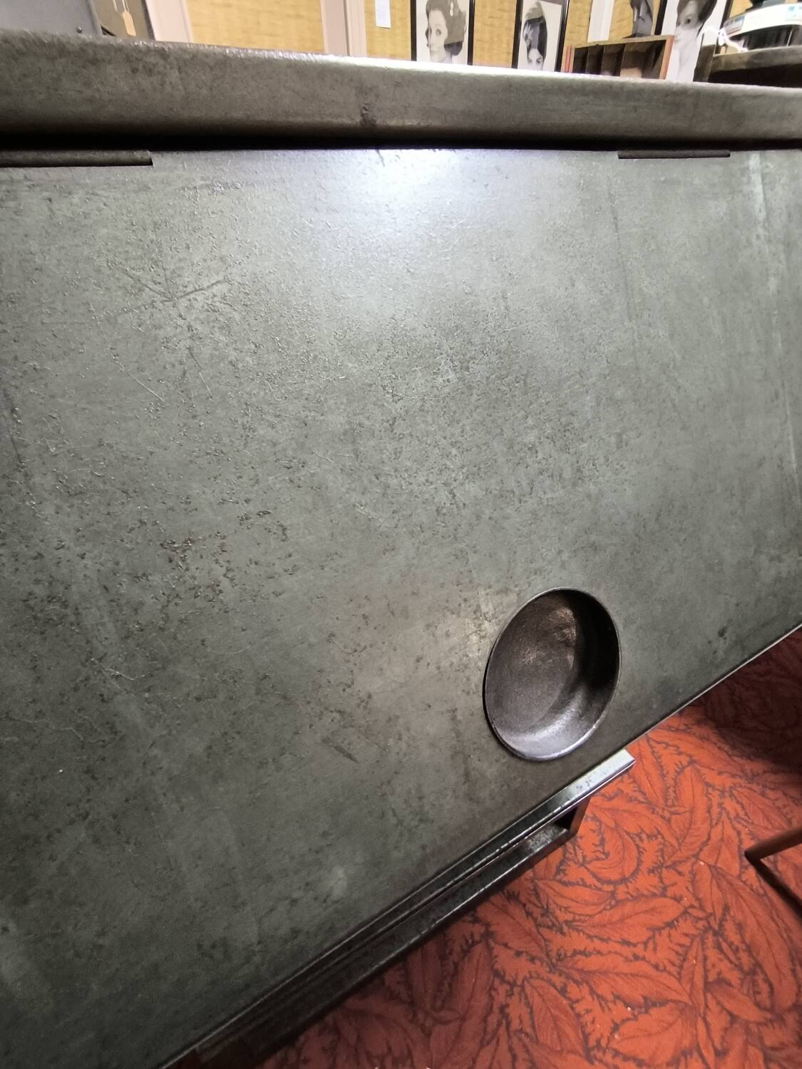 Industrial furniture with sliding flaps