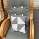 2 rattan and woven wicker armchairs in vintage 70s style