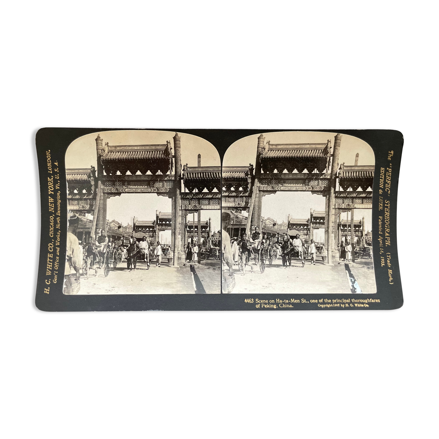 Old photography stereo, stereograph, luxury albumine 1903 Ha-ta-Men Street, Beijing, China