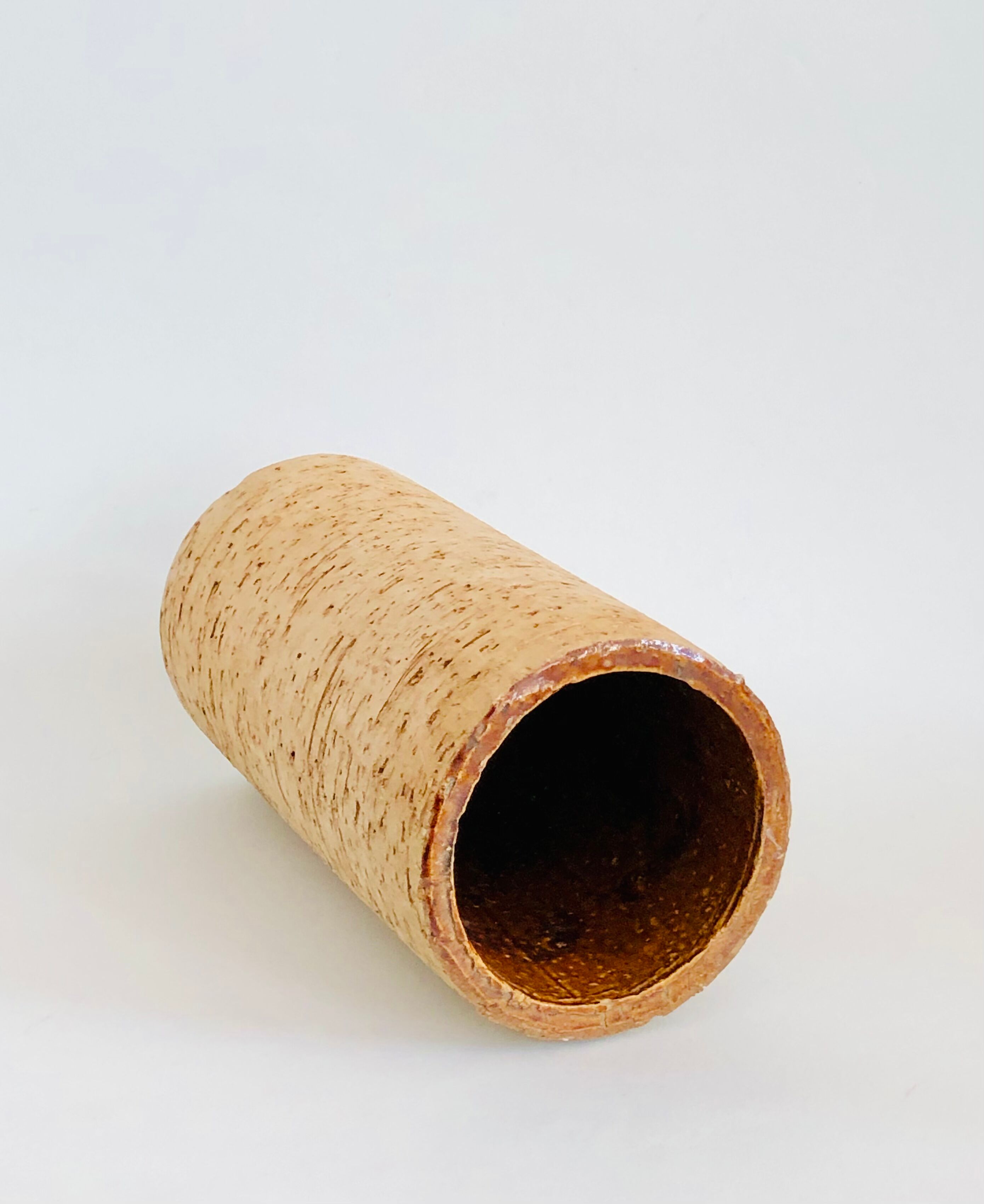 Vintage ceramic vase wood effect