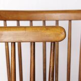 Pair of Vintage Spindle Back Chairs – 1970s Beech Wood, Restored