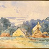 Old painting, landscape of Brittany, signed and dated 1904