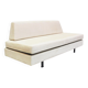 Italian modernist daybed with white upholstery and iron frame.