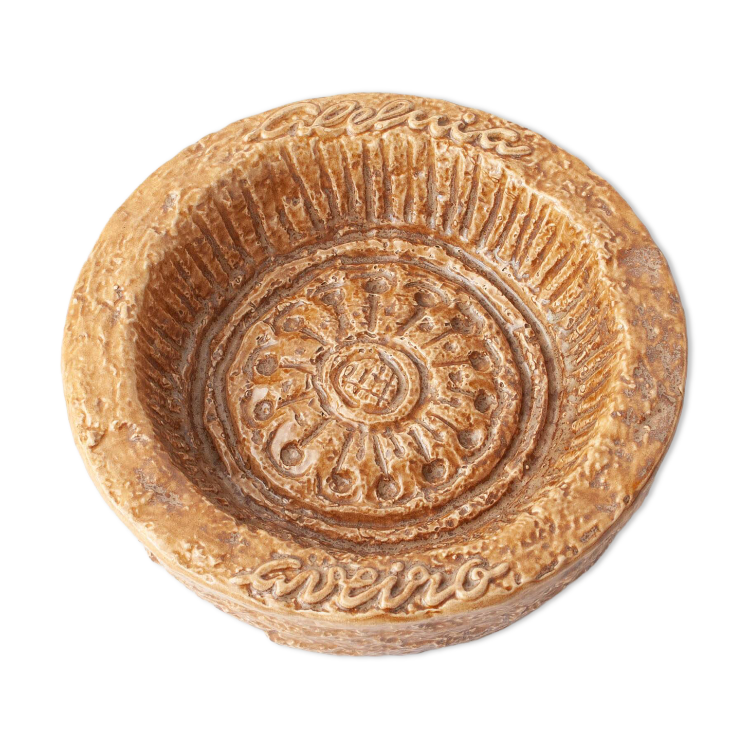 1970s Brown Textured Ceramic Ashtray from Aleluia