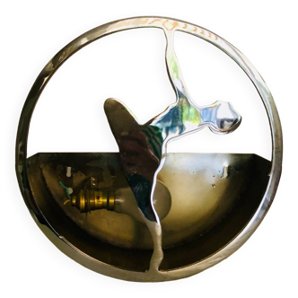 Round wall lamp metal opalescent art deco glass