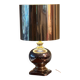 Beautiful ceramic base lamp with a golden metal shade.