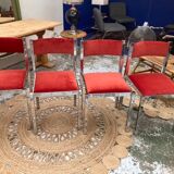 Series of 4 chrome chairs 70s
