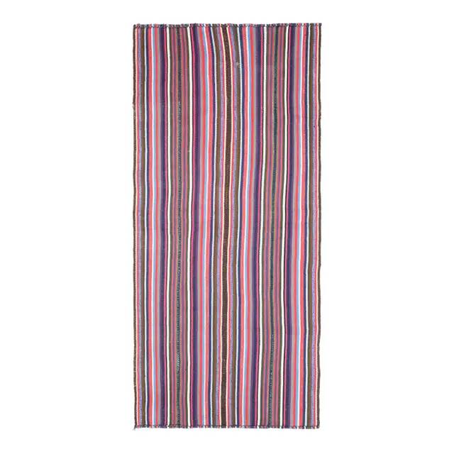1970s Vintage Turkish Oushak Handmade Wool Cotton Pink Runner Rug 131x280
