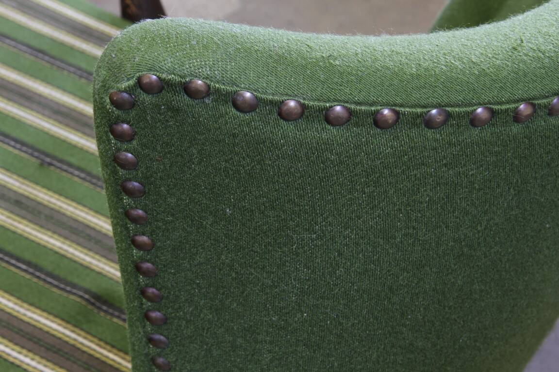 1960s vintage mid-century lounge chair, dark stained oak style of Viggo Boesen